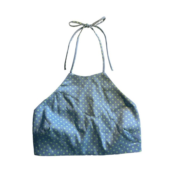 Zara Polka Dot Cropped Halter Strappy Cotton Top Size Medium NWT - Picture 3 of 8